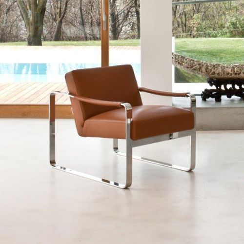 Poltrona contemporanea - GREG - Alpa Salotti - in pelle / in tessuto / in acciaio inossidabile