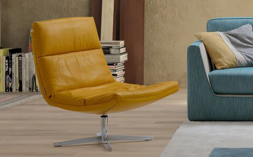 Chauffeuse contemporanea - COLLINS - Alpa Salotti - in pelle / in tessuto / con base a stella