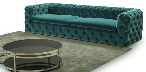 Divano chesterfield - BLUMOON - Alpa Salotti - in tessuto / blu / 3 posti