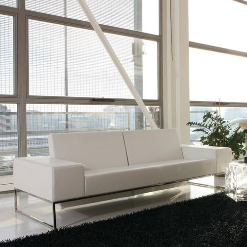 Divano contemporaneo - ABACI - Alpa Salotti - in pelle / con schienale ribaltabile / bianco