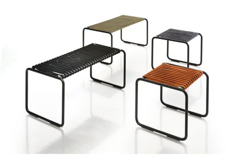 Sgabello contemporaneo - RADA - ALTEK ITALIA DESIGN - in corda / con supporto in ferro / a slitta