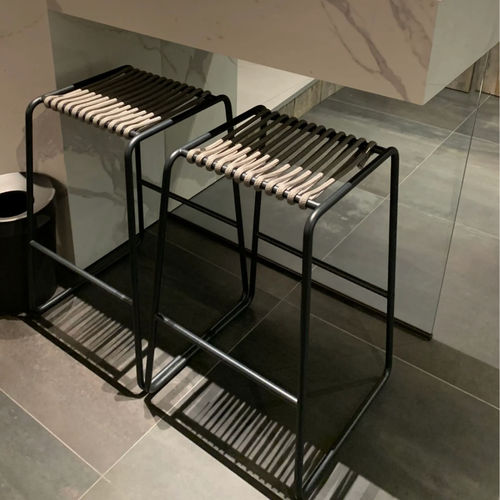 Sgabello da bar contemporaneo - RADA - ALTEK ITALIA DESIGN - in corda / con supporto in ferro / a slitta