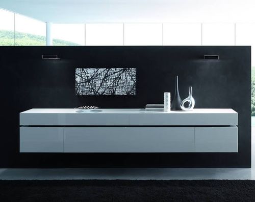 Credenza a muro - LOUNGE SOSPESE - Rossetto Armobil - contemporanea / in legno laccato