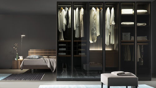 Armadio contemporaneo - ES  - Rossetto Armobil - in rovere / in vetro / con ante battenti