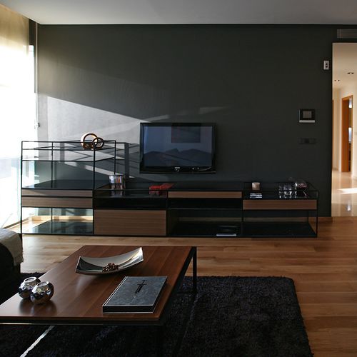 Mobile porta TV contemporaneo - JEST - B&T Design - lowboard / in legno / in vetro