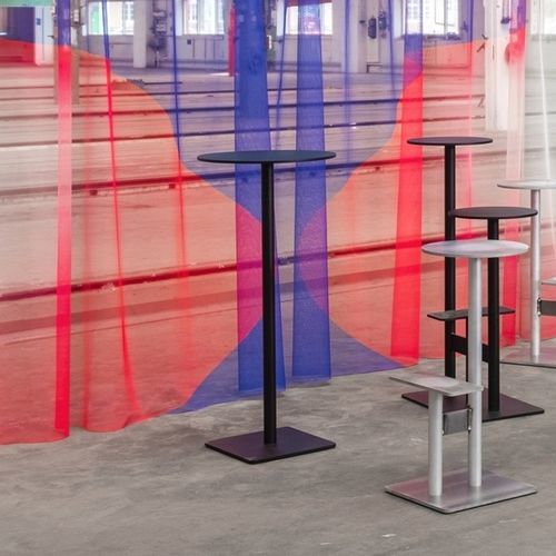 Tavolo alto contemporaneo - COMBO 1 - Blå Station - in alluminio laccato / con supporto in alluminio / rotondo