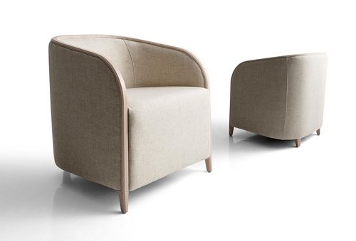 Poltrona contemporanea - BRIG - Bross Italia - in pelle / in tessuto / in legno