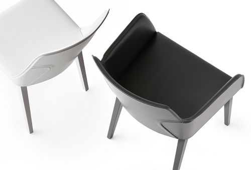 Sedia contemporanea - NED - Bross Italia - in legno massiccio / in pelle / imbottita