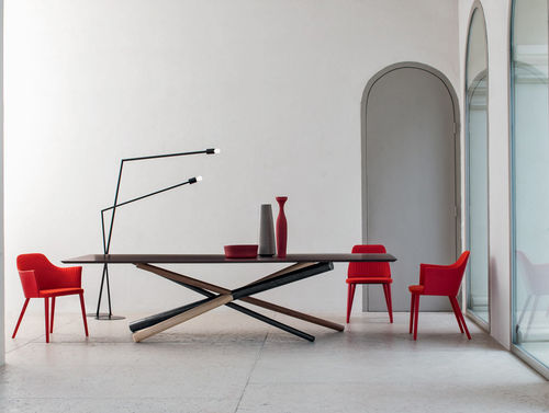 Tavolo da pranzo contemporaneo - W - Bross Italia - in legno / in vetro temprato / rettangolare