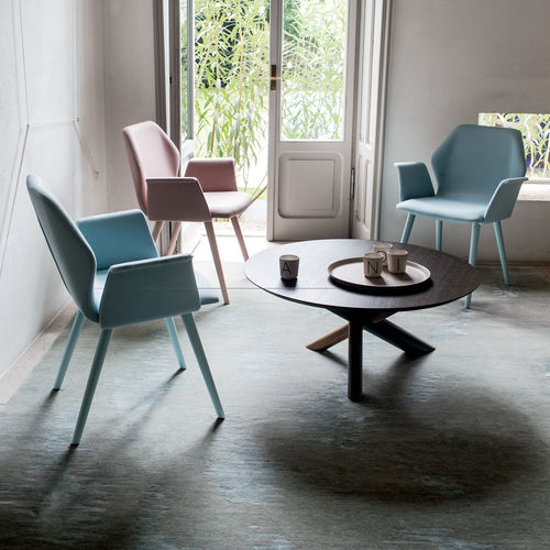 Tavolino basso contemporaneo - W - Bross Italia - in legno / in vetro / in vetro temprato