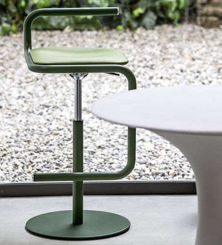 Sgabello da bar contemporaneo - FIVE - Bross Italia - in legno / con supporto in metallo / ad altezza regolabile