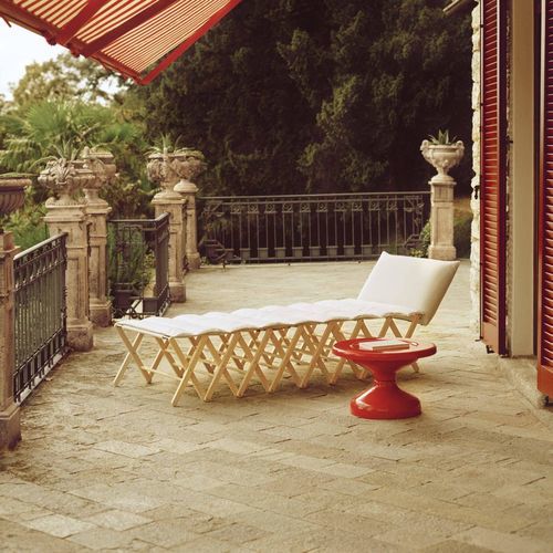 Sgabello contemporaneo - Brando - Campeggi - in tessuto / con supporto in frassino / con base a X