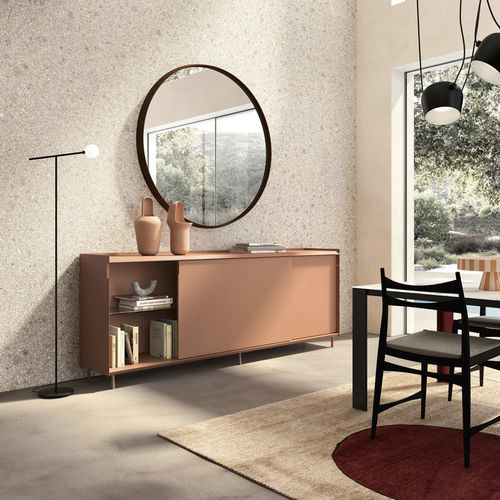 Credenza contemporanea - FLYER - Capo D'Opera Home - in legno laccato opaco / in vetro / con porta scorrevole
