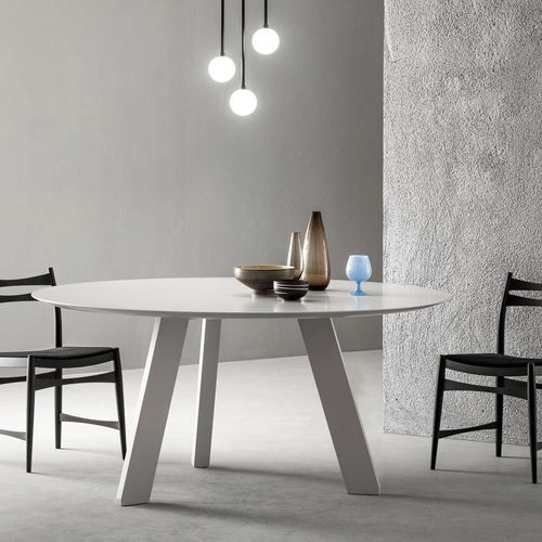 Tavolo contemporaneo - HI-DECK - Capo D'Opera Home - in legno laccato / con supporto in legno laccato / rotondo