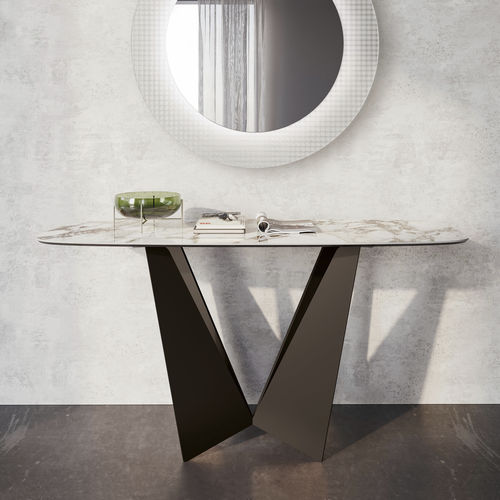 Consolle contemporanea - EIFFEL - Dall'Agnese - in legno laccato / in vetro laccato / in gres porcellanato