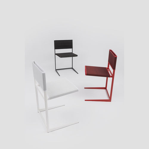 Sedia contemporanea - MORITZ - Danese - da interno / in cotone / in metallo