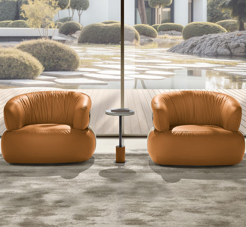 Poltrona contemporanea - Dana - maxdivani - in tessuto / in pelle / in legno
