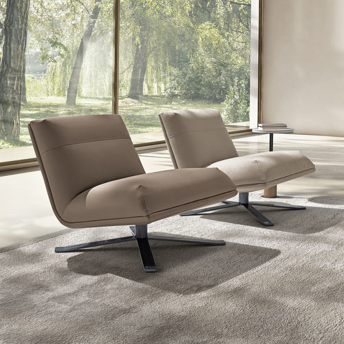 Poltrona contemporanea - Scott - maxdivani - in tessuto / in pelle / in legno