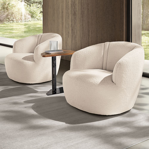 Poltrona contemporanea - Ember - maxdivani - in tessuto / in pelle / in legno