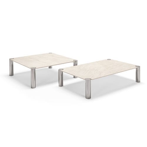Tavolino basso contemporaneo - Vision - maxdivani - in gres / con supporto in metallo / rettangolare