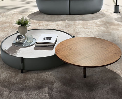 Tavolino basso contemporaneo - Manfi - maxdivani - in noce / in ceramica / in pelle