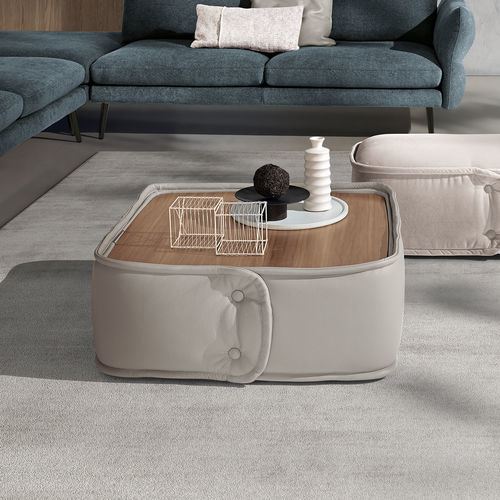 Tavolino basso contemporaneo - Leia - maxdivani - in pelle / in tessuto / rettangolare