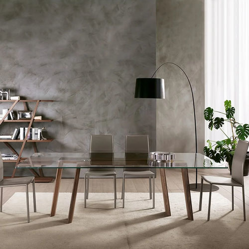 Tavolo da pranzo contemporaneo - TEN FOR TEN - Pacini & Cappellini - in vetro temprato / con supporto in noce / con supporto in frassino