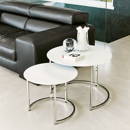 Tavolino estraibile contemporaneo - CIN CIN - Pacini & Cappellini - in vetro laccato / in frassino / in marmo