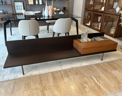 Supporto per TV da terra contemporaneo - PLANK - Pacini & Cappellini - con cassetti / Made in Italy / in noce