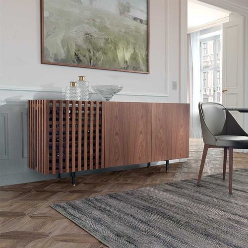 Credenza alta - AURORA - Pacini & Cappellini - contemporanea / in noce / impiallacciata in legno