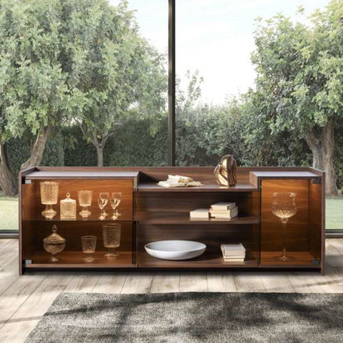 Credenza contemporanea - GINEVRA - Pacini & Cappellini - in noce / in frassino / con rivestimento in vetro temperato