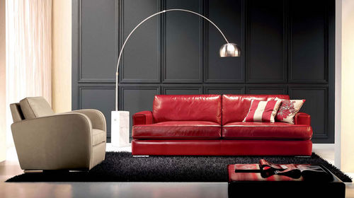 Divano contemporaneo - PANAMA - Cava - in pelle / rosso / 2 posti