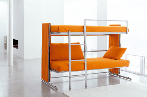 Divano letto - DOC - Clei - contemporaneo / con rivestimento rimovibile / arancione