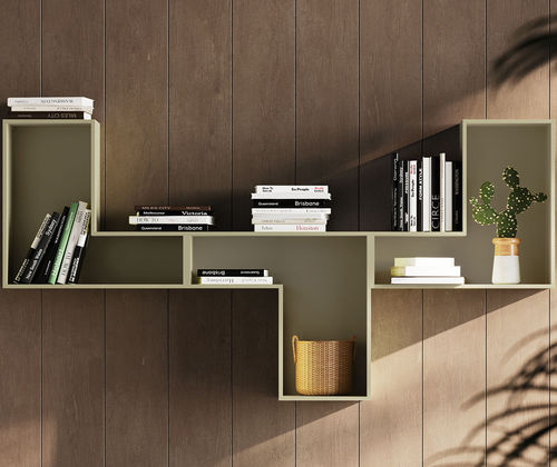 Parete attrezzata TV contemporaneo - Trigo - Clever - in melaminico / modulare / verde
