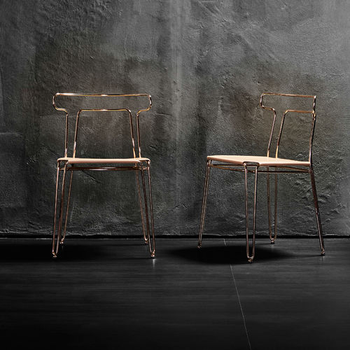 Sedia contemporanea - EXCLUSIVE : JACKIE - Colico - da interno / in pelle / con supporto in acciaio cromato