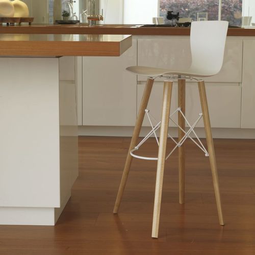 Sedia alta contemporanea - DAYBYDAY : RAP WOOD.SS - Colico - da interno / in tessuto / in acciaio verniciato