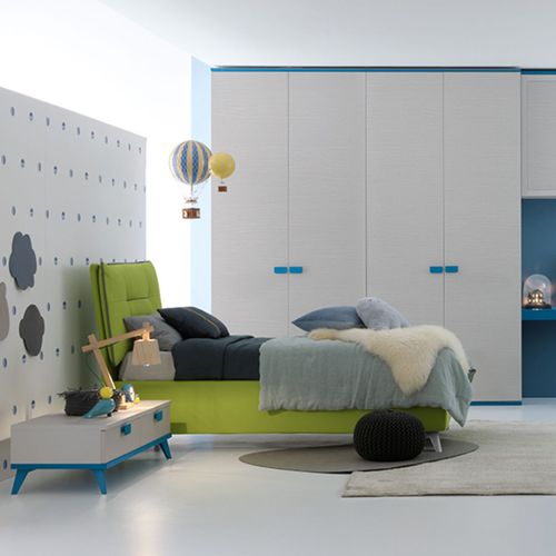 Cameretta blu per bambini - GOLF C103  - ColombiniCasa - grigia / in legno laccato / per bimbo