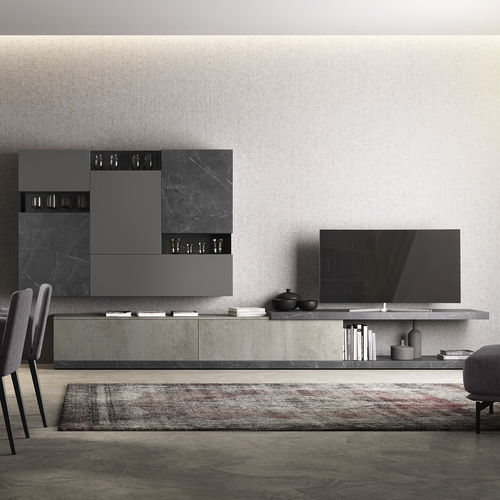 Parete attrezzata per soggiorno contemporanea - VITALYTY LUCE C04 - ColombiniCasa - in melaminico / per TV / con cassetti