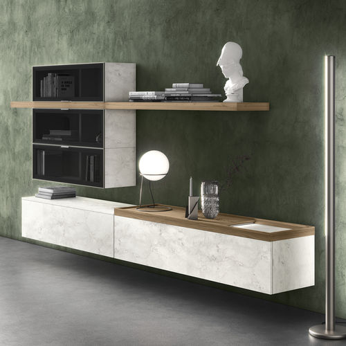 Parete attrezzata per soggiorno contemporanea - LUCE C08 - ColombiniCasa - in legno / in vetro / in melaminico