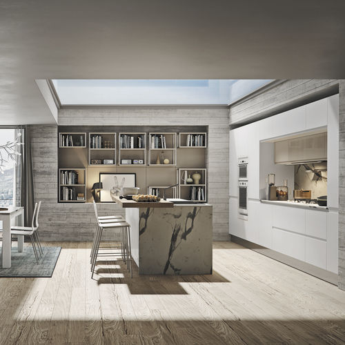 Cucina contemporanea - PURA - ColombiniCasa - polimerica / con isola / a L