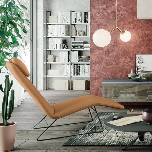 Chaise longue contemporanea - FERGIE   - ColombiniCasa - in tessuto / in pelle / in metallo