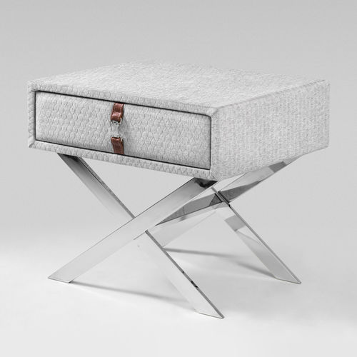 Comodino contemporaneo - Birkin - Colunex - in pelle / in vetro / in tessuto