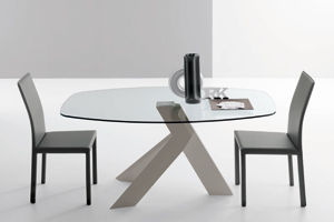 Tavolo contemporaneo - MOÀ - Compar - in vetro / rotondo