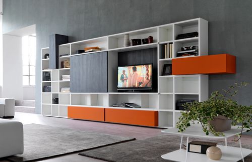Parete attrezzata TV contemporaneo - CITYLIFE 34 - Doimo Cityline - in legno laccato / modulare