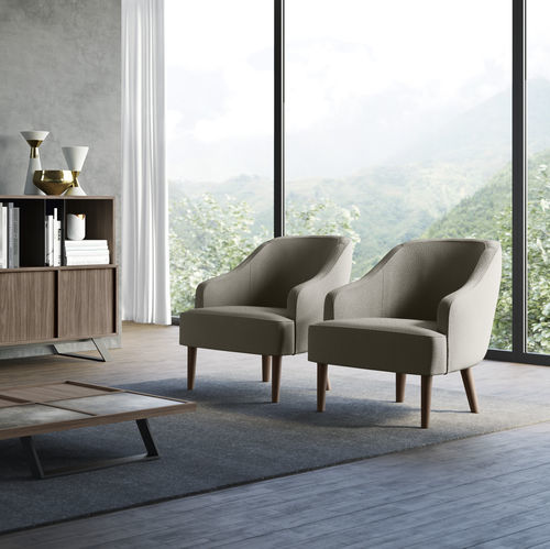 Poltrona contemporanea - MIRANDA - Doimo Salotti - in tessuto / in pelle / in legno compensato