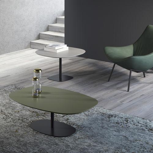 Tavolo d'appoggio contemporaneo - ELISSE - Doimo Salotti - in MDF / con supporto in legno laccato / ovale