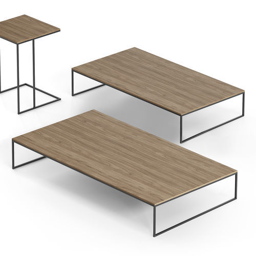 Tavolino basso contemporaneo - NEXUS - Doimo Salotti - impiallacciato in legno / in legno laccato opaco / con supporto in metallo