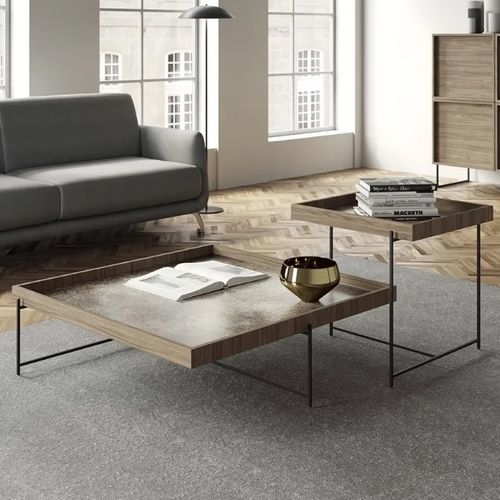 Tavolino basso contemporaneo - TERRY - Doimo Salotti - in MDF / con supporto in metallo verniciato / rettangolare
