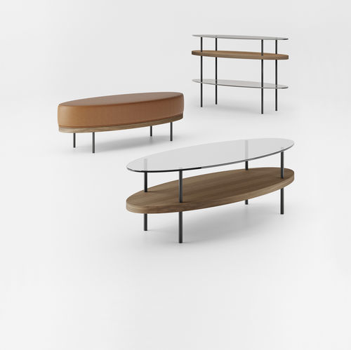 Consolle contemporanea - BEVERLY - Doimo Salotti - in legno / in vetro fumè / con supporto in metallo
