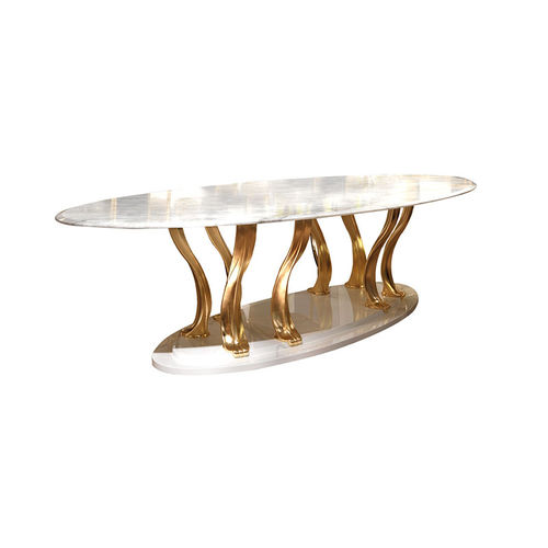 Tavolo da pranzo classico - OTTAVIANO T961 - Elledue srl - in marmo / con supporto in legno / ovale